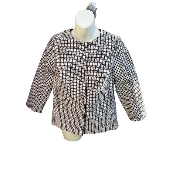 Talbots Petites Long Sleeve Button Front Tweed Jacket Black & White Size 6P - Picture 1 of 7